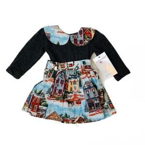 NWT Little Loaves & Fishes Size 3M Christmas Village Dress